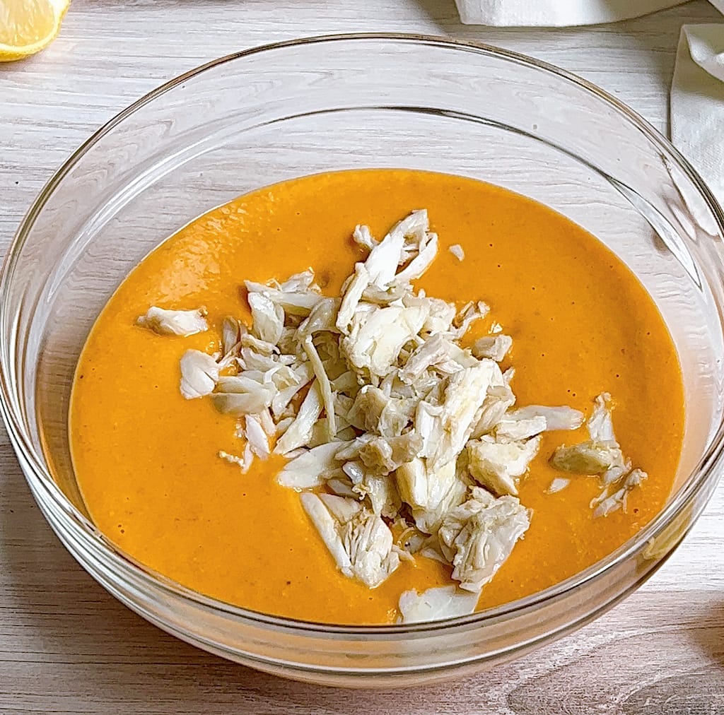 lump crab topped on bisque
