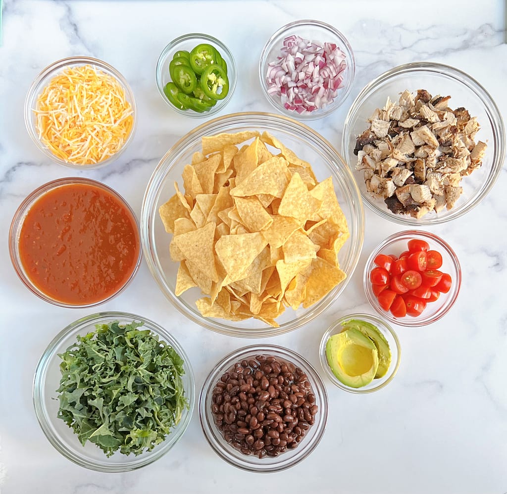 Ingredients for Loaded Sheet Pan Chicken Nachos