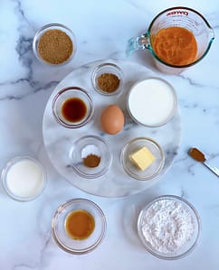 Ingredients for the Baked Pumpkin Dounts with Baked Pumkin Dounts with Maple Bourbon Cream Cheese