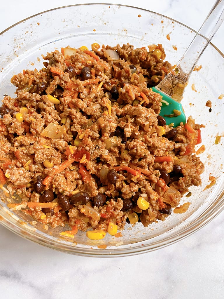 Ground beef taco mixture in a bowl